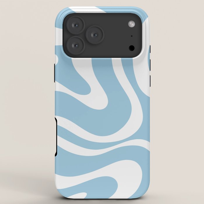 Retro Modern Liquid Swirl Abstract Pattern in Baby Blue and White iPhone Case Gallery Image 8