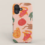Sleepy Cozy Kitty Cats in Green & Orange iPhone Case Gallery Image 1