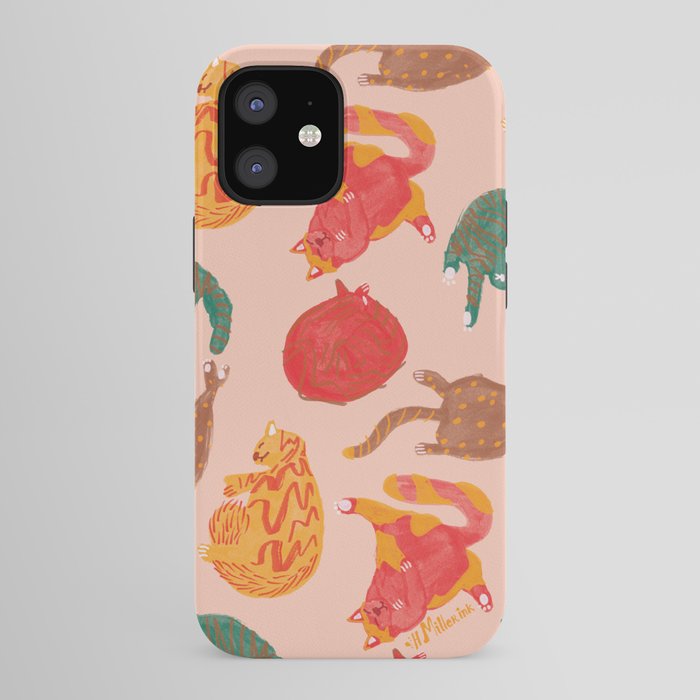 Sleepy Cozy Kitty Cats in Green & Orange iPhone Case Gallery Image 41