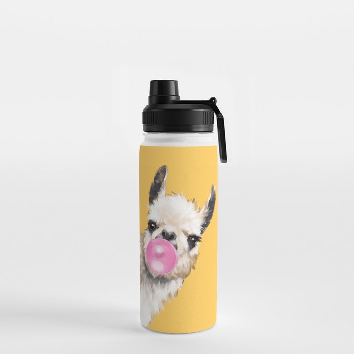 Bubble Gum Sneaky Llama in Yellow Water Bottle Gallery Image 2