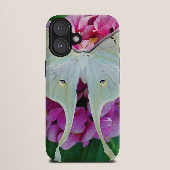 Luna Moth On Pink Hydrangea Nature Art iPhone Case Gallery Image 9