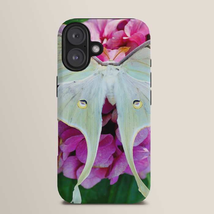 Luna Moth On Pink Hydrangea Nature Art iPhone Case Gallery Image 13