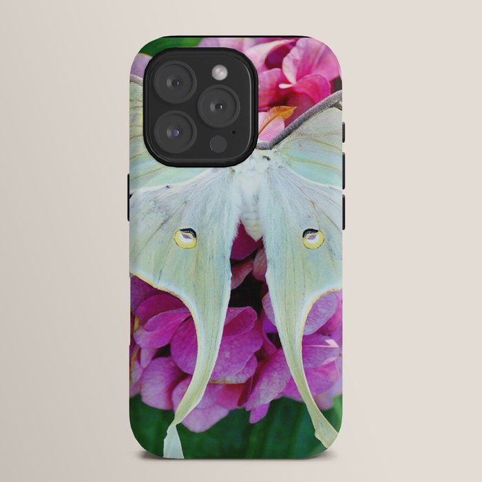 Luna Moth On Pink Hydrangea Nature Art iPhone Case Gallery Image 15
