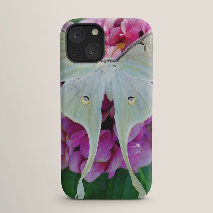 Luna Moth On Pink Hydrangea Nature Art iPhone Case Gallery Image 17