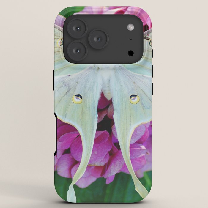 Luna Moth On Pink Hydrangea Nature Art iPhone Case Gallery Image 7
