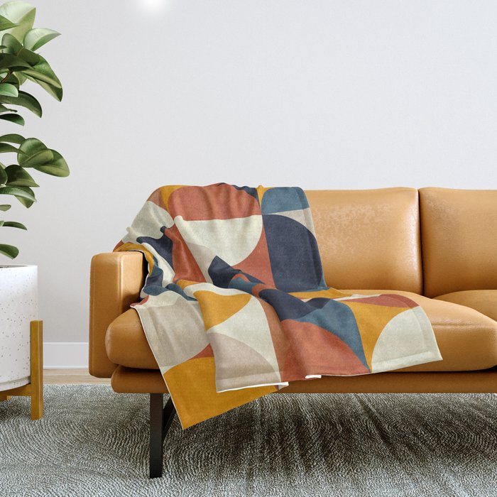mid century abstract shapes fall winter 3 Throw Blanket Gallery Image 1