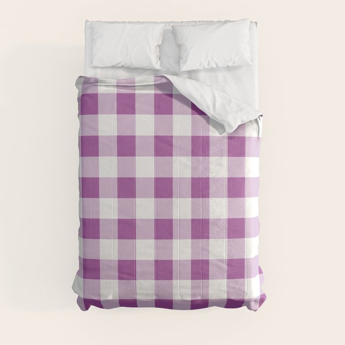 Gingham Large Lavender Amethyst White Comforter Gallery Image 8