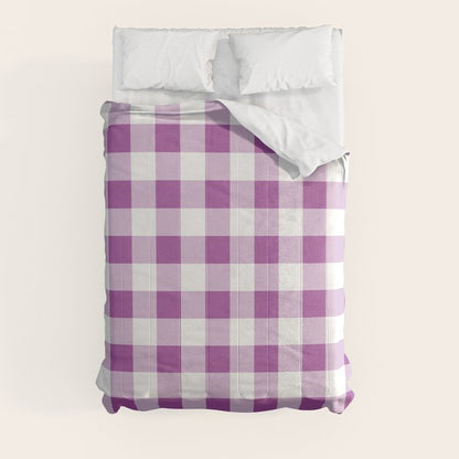 Gingham Large Lavender Amethyst White Comforter Gallery Image 8