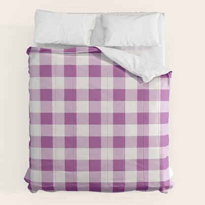 Gingham Large Lavender Amethyst White Comforter Gallery Image 7