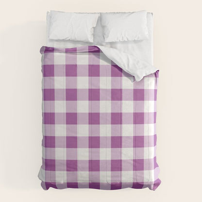 Gingham Large Lavender Amethyst White Comforter Gallery Image 1