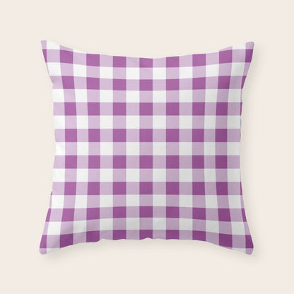 Gingham Large Lavender Amethyst White Throw Pillow Gallery Image 3