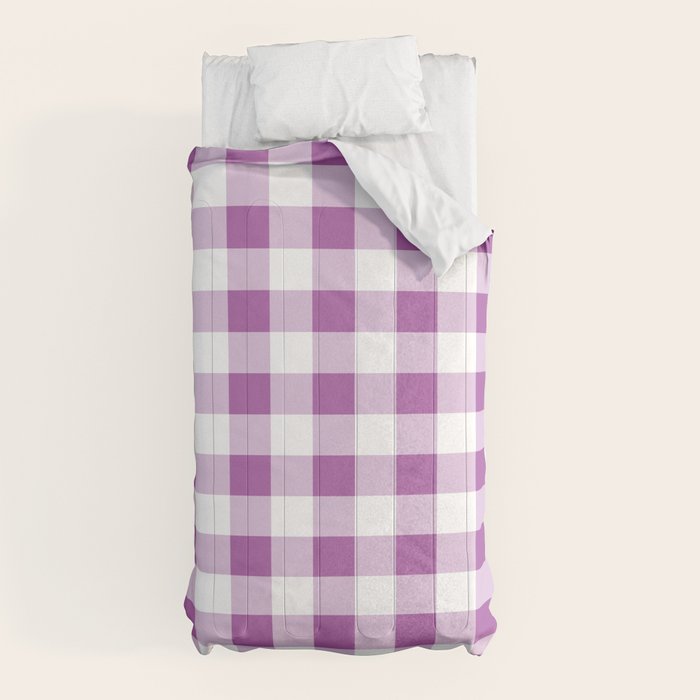 Gingham Large Lavender Amethyst White Comforter Gallery Image 5
