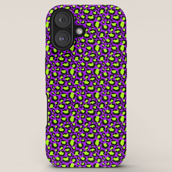 Neon Purple Green Leopard Pattern iPhone Case Gallery Image 5