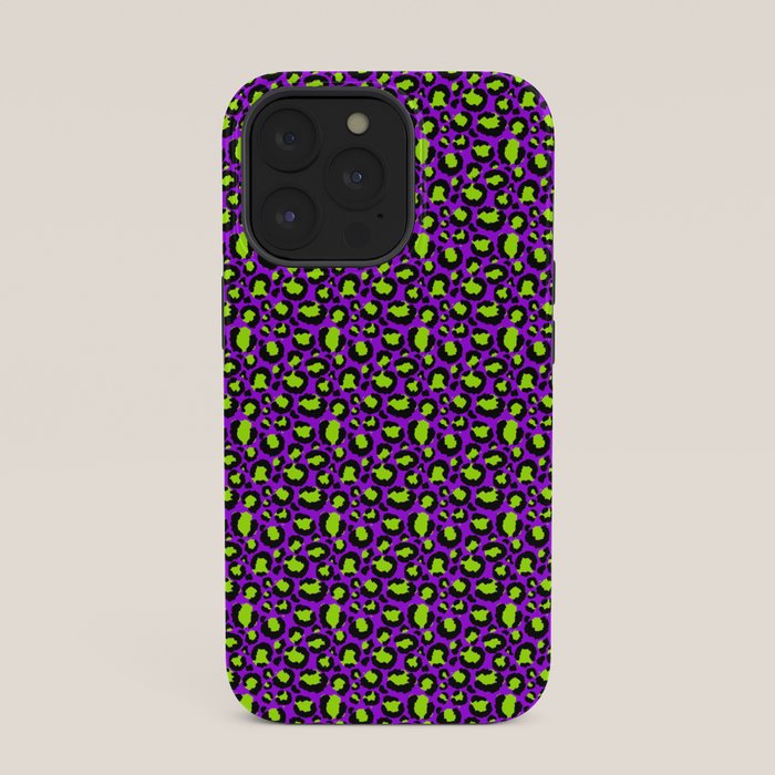 Neon Purple Green Leopard Pattern iPhone Case Gallery Image 35