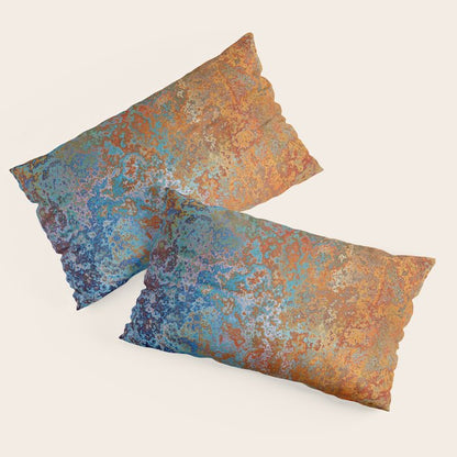 Vintage Rust, Copper and Blue Pillow Sham Gallery Image 2