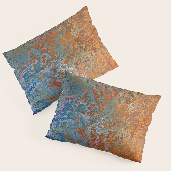 Vintage Rust, Copper and Blue Pillow Sham Gallery Image 1