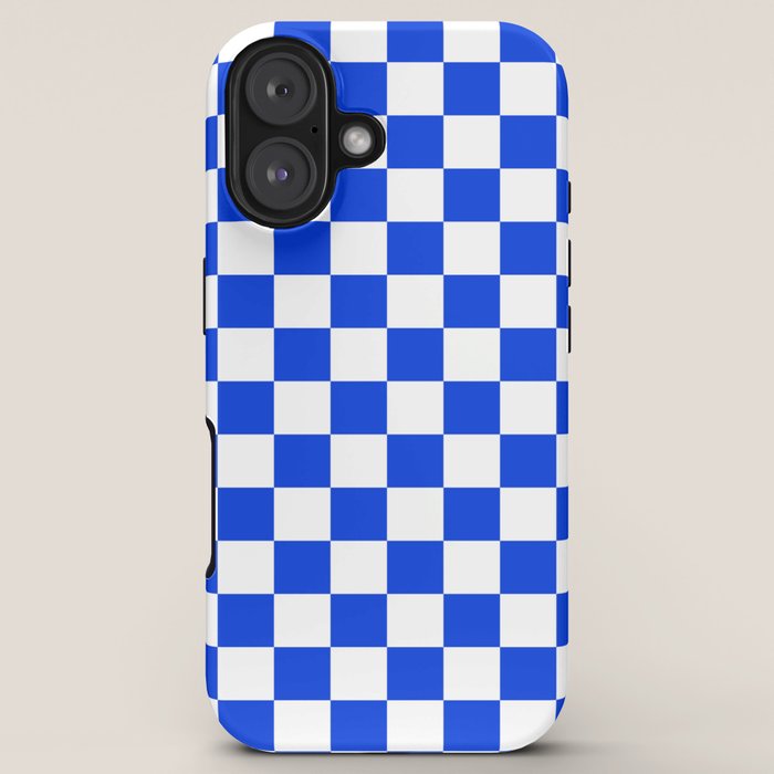 Checkerboard Check Checkered Pattern in Royal Blue and White iPhone Case Gallery Image 5