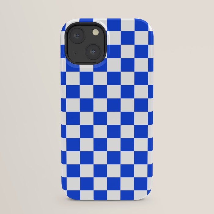 Checkerboard Check Checkered Pattern in Royal Blue and White iPhone Case Gallery Image 21