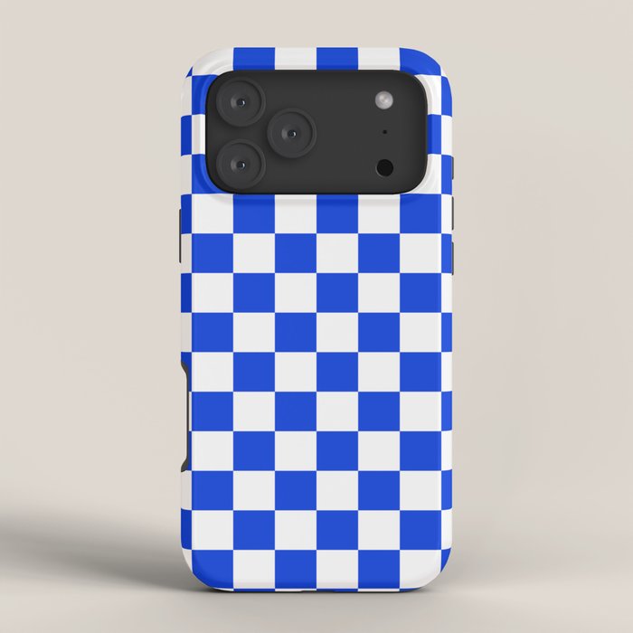Checkerboard Check Checkered Pattern in Royal Blue and White iPhone Case Gallery Image 4