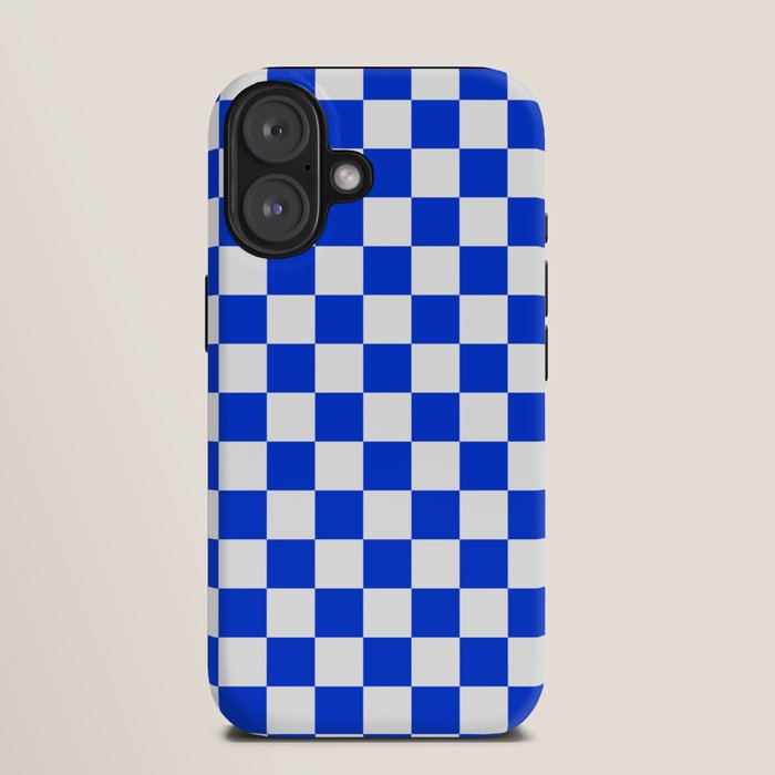 Checkerboard Check Checkered Pattern in Royal Blue and White iPhone Case Gallery Image 9