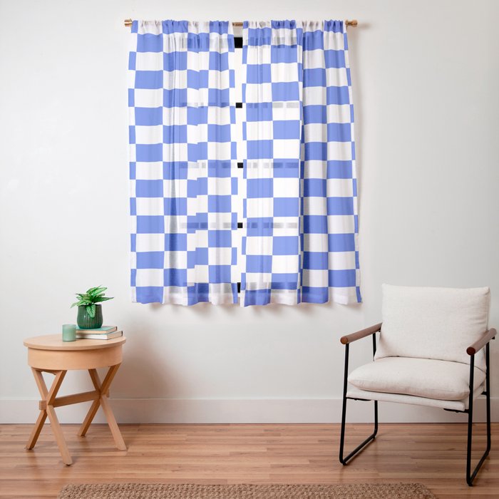 Checkerboard Check Checkered Pattern in Royal Blue and White Window Curtain Gallery Image 23