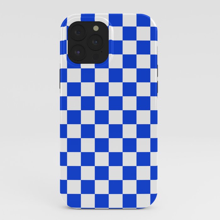Checkerboard Check Checkered Pattern in Royal Blue and White iPhone Case Gallery Image 40