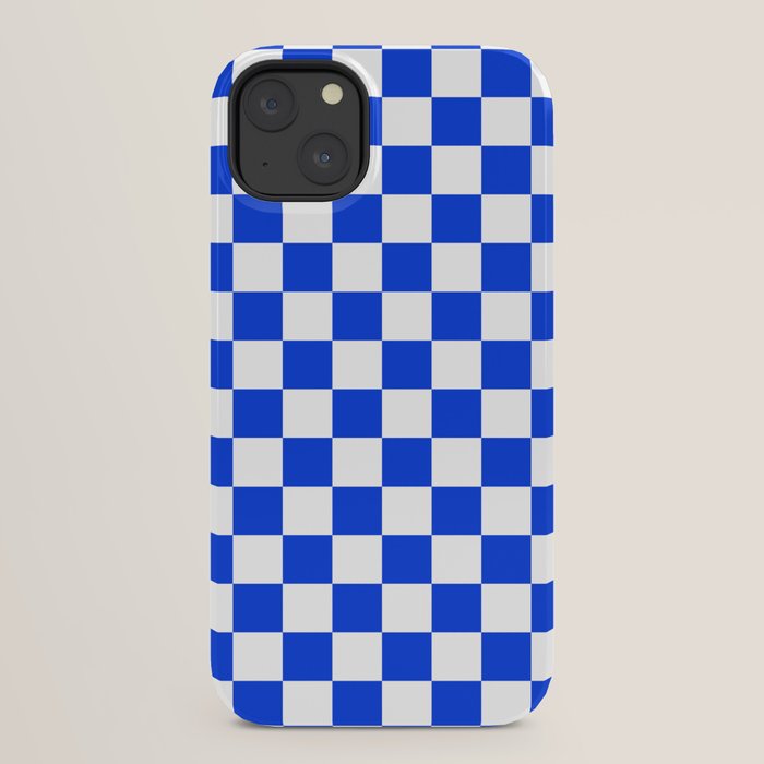 Checkerboard Check Checkered Pattern in Royal Blue and White iPhone Case Gallery Image 30
