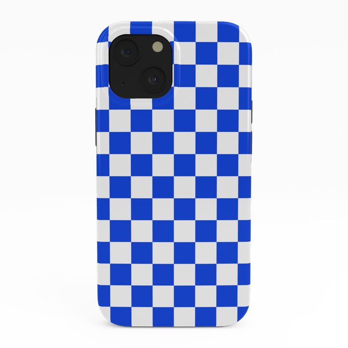 Checkerboard Check Checkered Pattern in Royal Blue and White iPhone Case Gallery Image 38