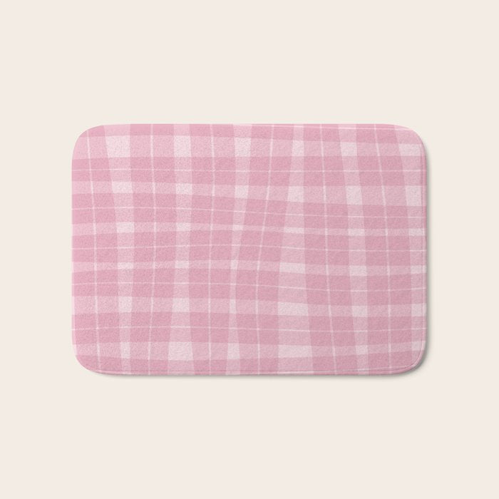 Wavy Plaid Pink Bath Mat Gallery Image 1