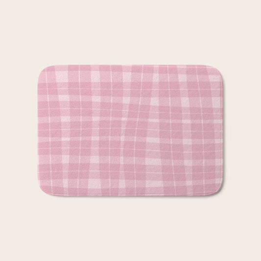 Wavy Plaid Pink Bath Mat Gallery Image 1