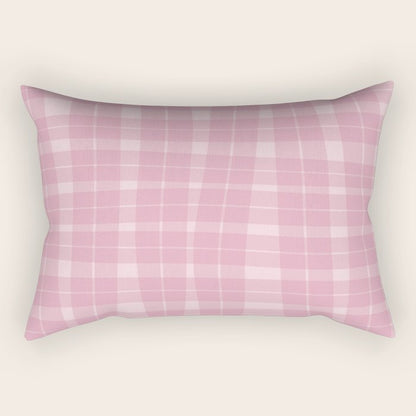 Wavy Plaid Pink Rectangular Pillow Gallery Image 2
