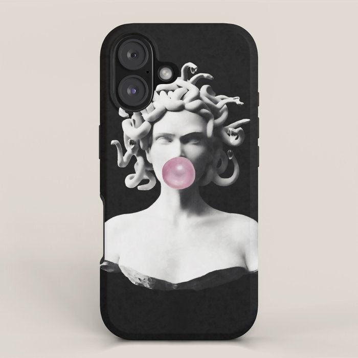 Medusa blowing pink bubblegum bubble iPhone Case Gallery Image 1