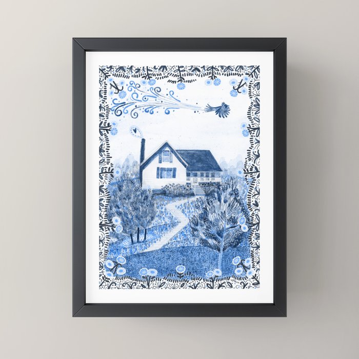 The Old Country Farm in Navy Blue - Farm House Decor Mini Art Print Gallery Image 3