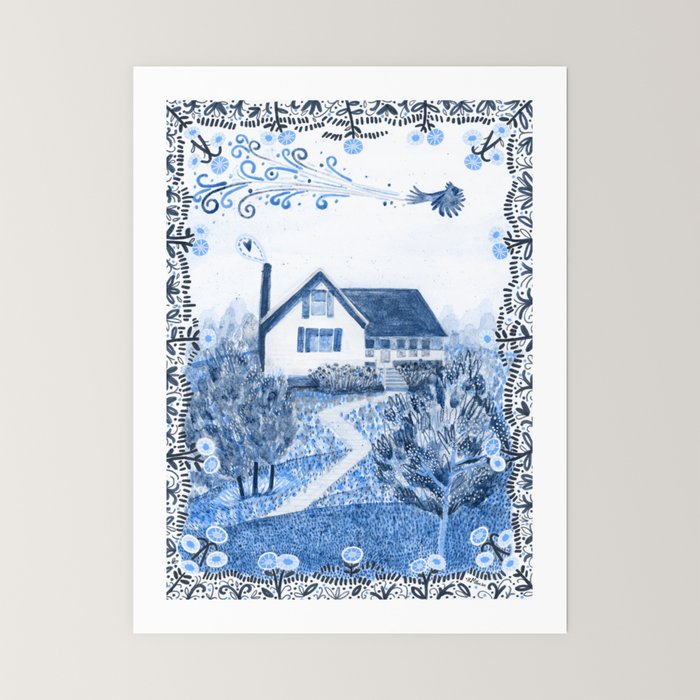 The Old Country Farm in Navy Blue - Farm House Decor Mini Art Print Gallery Image 6