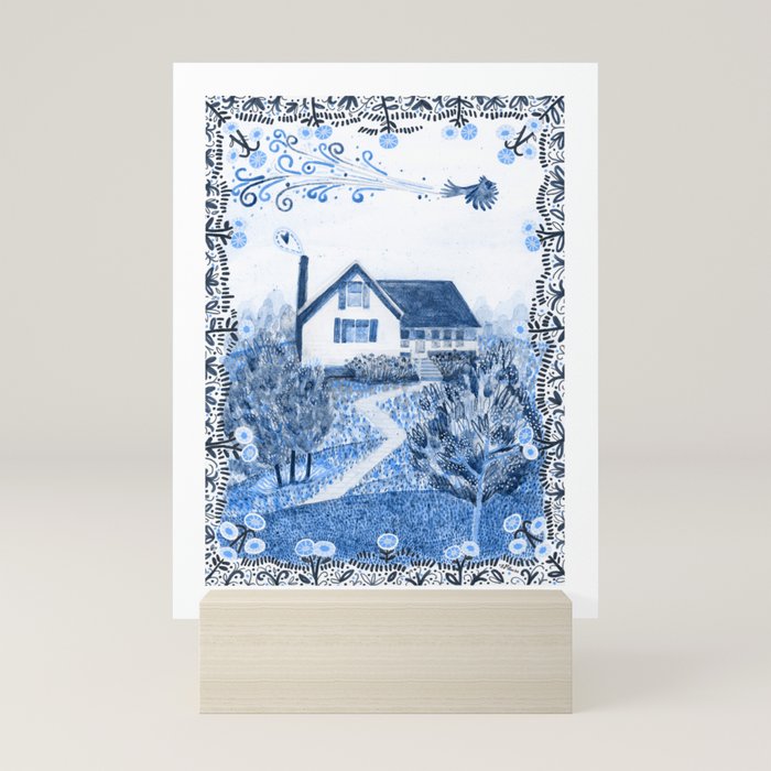 The Old Country Farm in Navy Blue - Farm House Decor Mini Art Print Gallery Image 5