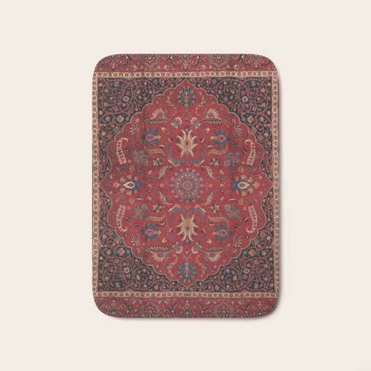 Antique Burgundy Wine Persian Mashad Oriental Rug Bath Mat Gallery Image 1