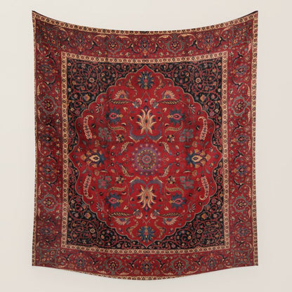 Antique Burgundy Wine Persian Mashad Oriental Rug Wall Tapestry Gallery Image 1