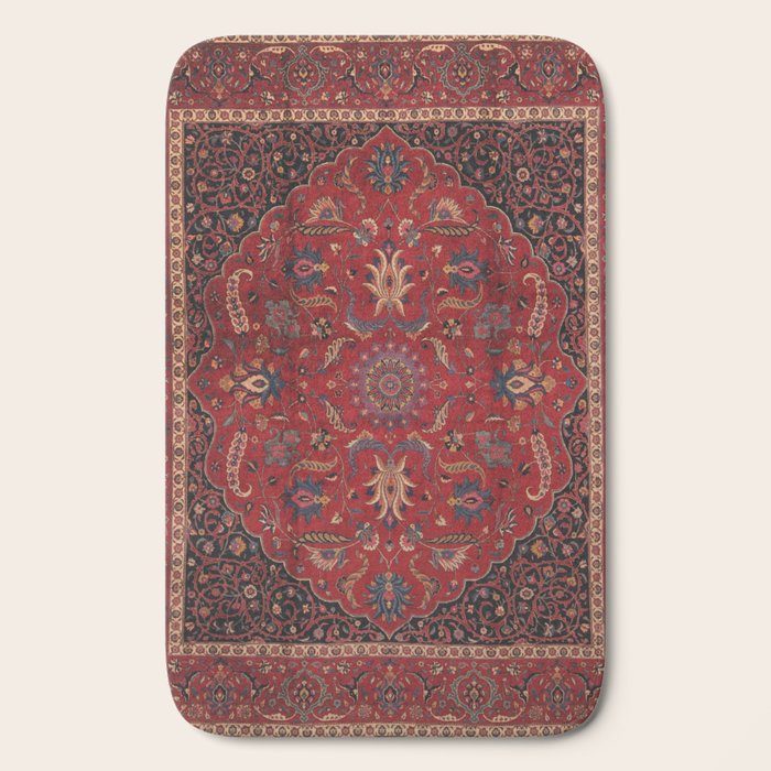 Antique Burgundy Wine Persian Mashad Oriental Rug Bath Mat Gallery Image 2