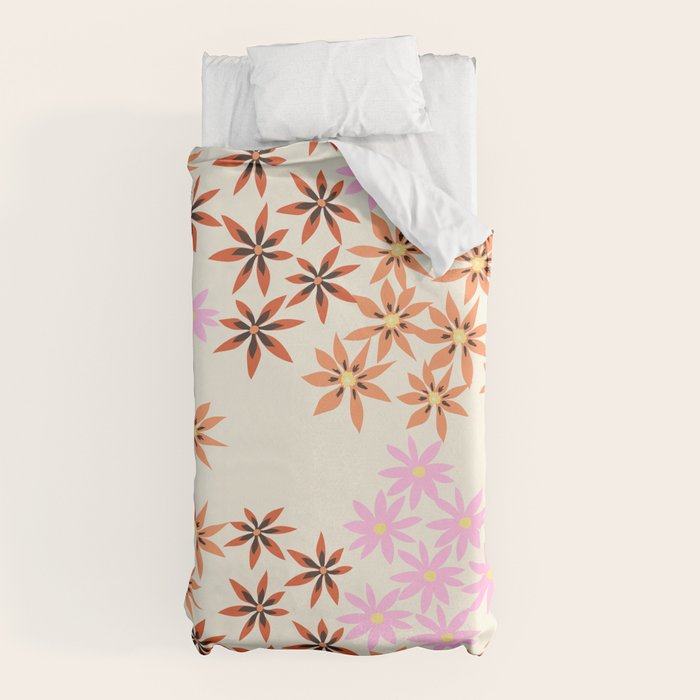 Colorful flowers. Abstract botanical art. Flower market. Tokyo exhibition print Duvet Cover Gallery Image 5
