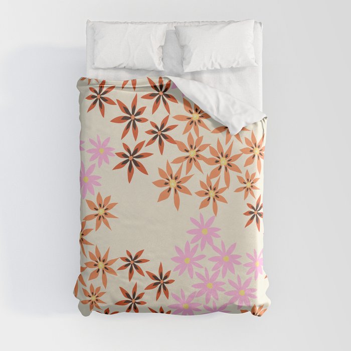 Colorful flowers. Abstract botanical art. Flower market. Tokyo exhibition print Duvet Cover Gallery Image 3