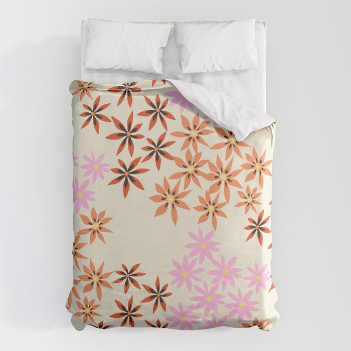 Colorful flowers. Abstract botanical art. Flower market. Tokyo exhibition print Duvet Cover Gallery Image 6