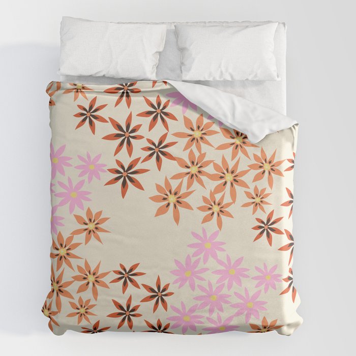 Colorful flowers. Abstract botanical art. Flower market. Tokyo exhibition print Duvet Cover Gallery Image 2