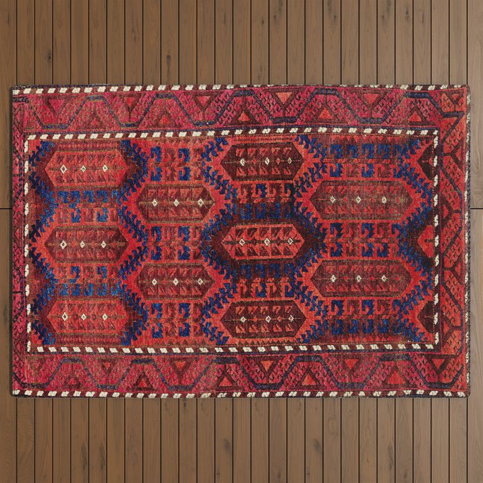 Baluch Antique Khorasan Persian Rug Print Outdoor Rug Gallery Image 3