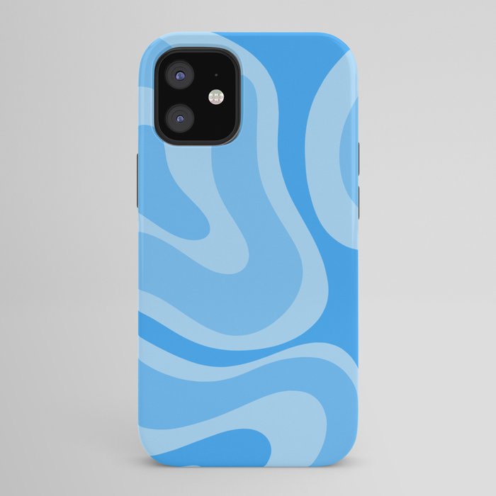 Modern Retro Liquid Swirl Abstract Pattern in Light Blue and Sky Blue iPhone Case Gallery Image 42