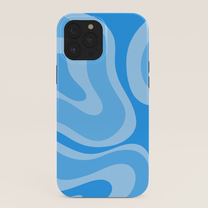 Modern Retro Liquid Swirl Abstract Pattern in Light Blue and Sky Blue iPhone Case Gallery Image 40