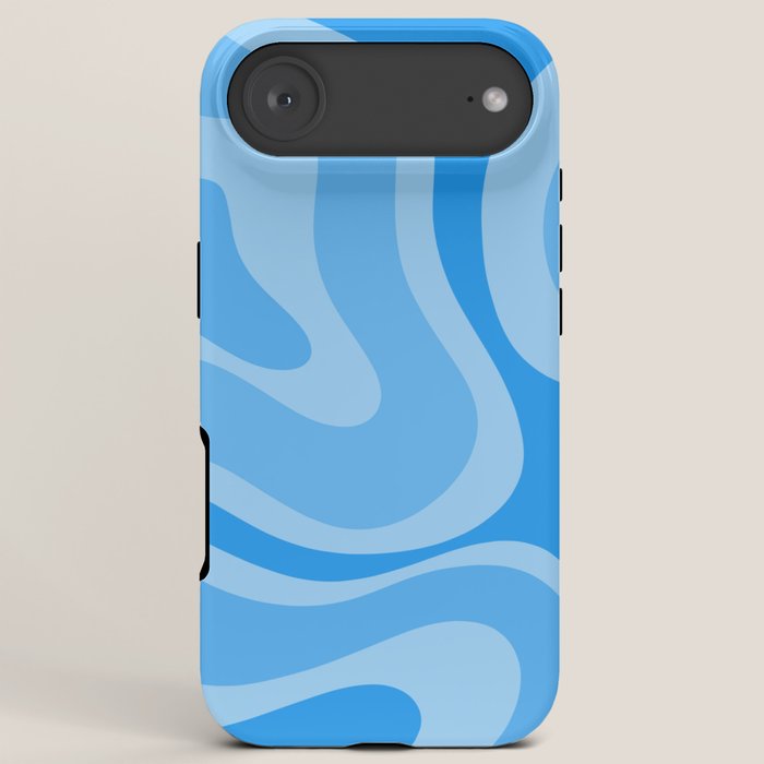 Modern Retro Liquid Swirl Abstract Pattern in Light Blue and Sky Blue iPhone Case Gallery Image 6