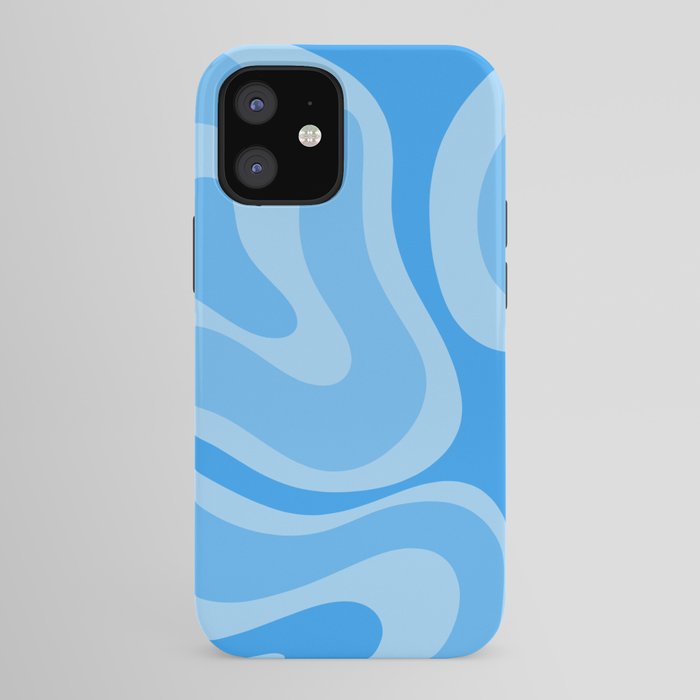 Modern Retro Liquid Swirl Abstract Pattern in Light Blue and Sky Blue iPhone Case Gallery Image 41