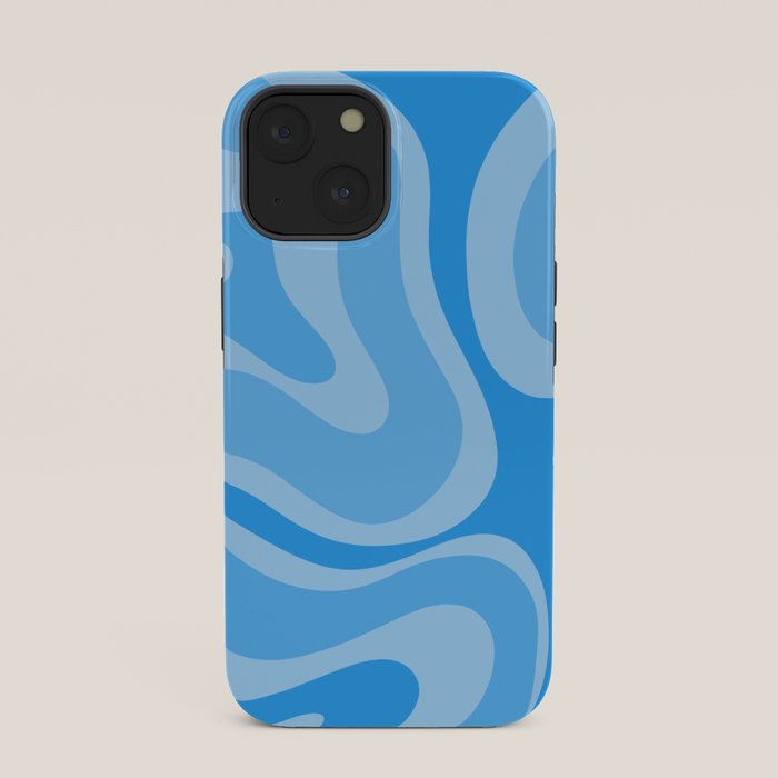 Modern Retro Liquid Swirl Abstract Pattern in Light Blue and Sky Blue iPhone Case Gallery Image 33