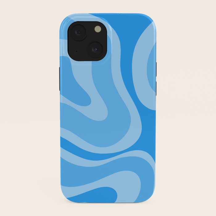 Modern Retro Liquid Swirl Abstract Pattern in Light Blue and Sky Blue iPhone Case Gallery Image 38