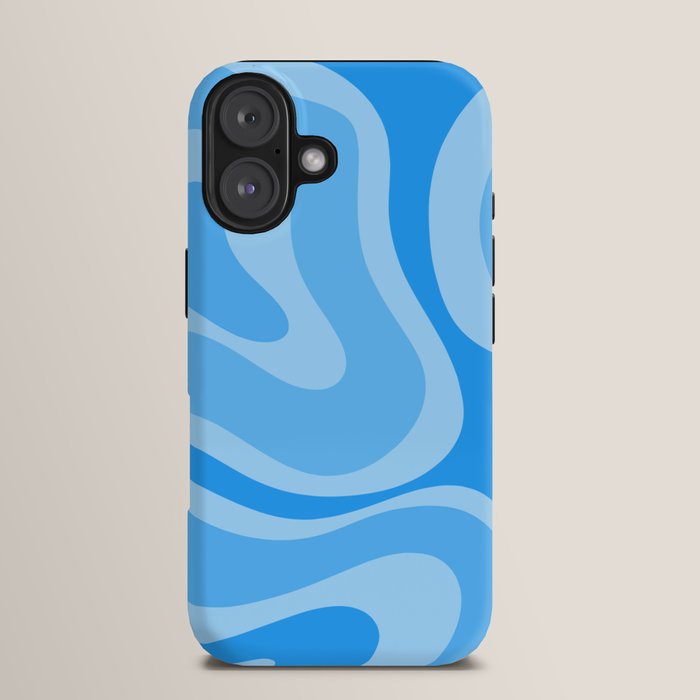 Modern Retro Liquid Swirl Abstract Pattern in Light Blue and Sky Blue iPhone Case Gallery Image 13